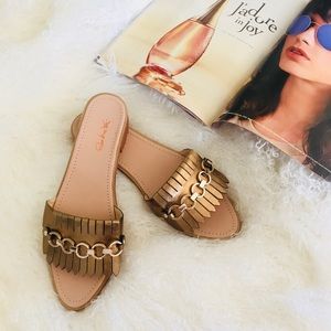 XYD chic chain tassels flats flip flops